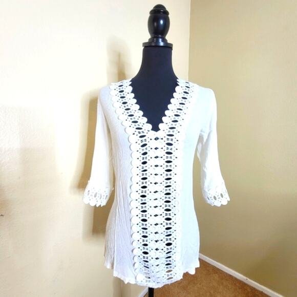 Loco Boutique Swimsuit Coverup Size Small, White - Picture 8 of 8